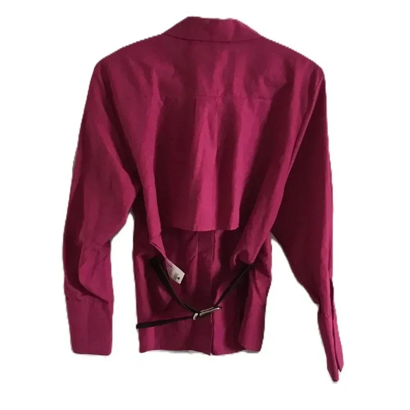 Magenta Belted Back Cotton Shirt  100% Cotton Long sleeves Sz (EU 36| US 4) - Picture 5 of 11